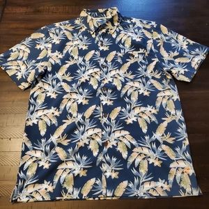 Caribbean Joe Blue and Yellow Pineapple Print Shirt